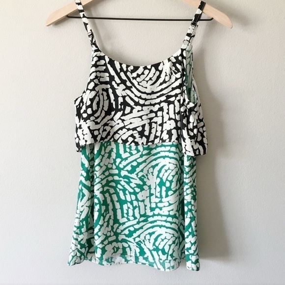 CAbi Hobnob Two Tier Cami Black and Green - Picture 2 of 5